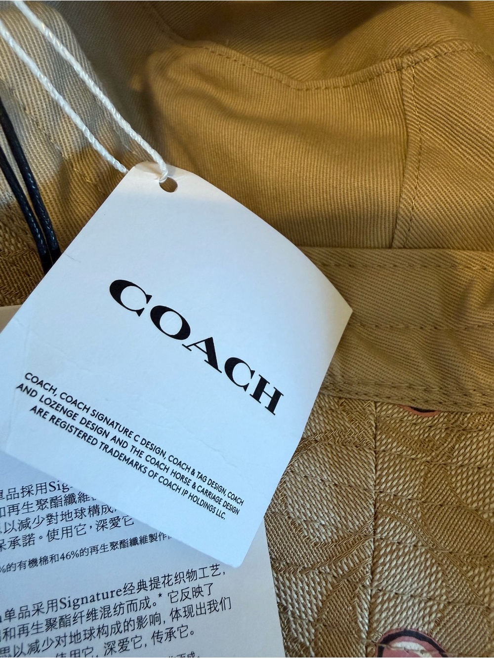 Coach Tan/Pink Cherry Bucket Hat NWT - Picture 4 of 6